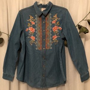 🎉Host Pick🎉 Vintage Embroidered Denim Shirt